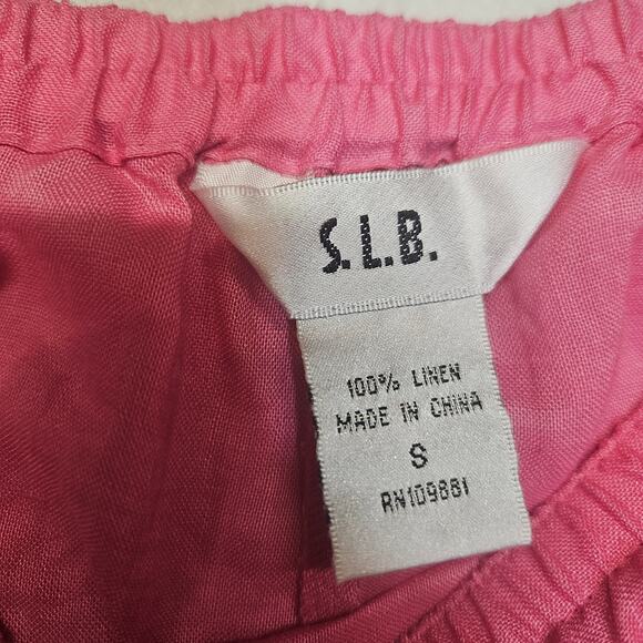 S.L.B Pink Linen Cropped Pants - Picture 4 of 9